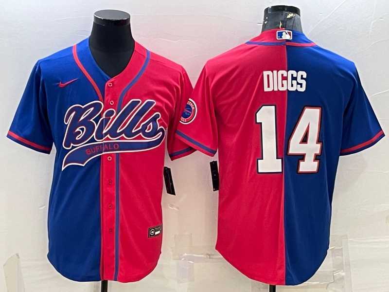 Mens Buffalo Bills #14 Stefon Diggs Blue Red Two Tone With Patch Cool Base Stitched Baseball Jersey->buffalo bills->NFL Jersey